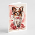 Papillon Valentine Roses Greeting Cards Pack of 8 Blank Cards with Envelopes Whimsical A7 Size 5x7