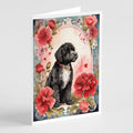 Portuguese Water Dog Valentine Roses Greeting Cards Pack of 8 Blank Cards with Envelopes Whimsical A7 Size 5x7