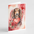 Saluki Valentine Roses Greeting Cards Pack of 8 Blank Cards with Envelopes Whimsical A7 Size 5x7
