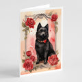 Schipperke Valentine Roses Greeting Cards Pack of 8 Blank Cards with Envelopes Whimsical A7 Size 5x7