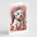 Sealyham Terrier Valentine Roses Greeting Cards Pack of 8 Blank Cards with Envelopes Whimsical A7 Size 5x7