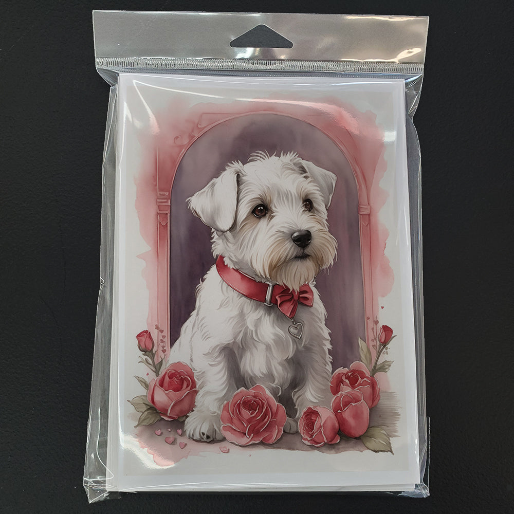Sealyham Terrier Valentine Roses Greeting Cards Pack of 8 Blank Cards with Envelopes Whimsical A7 Size 5x7