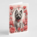 Skye Terrier Valentine Roses Greeting Cards Pack of 8 Blank Cards with Envelopes Whimsical A7 Size 5x7