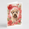 Wheaten Terrier Valentine Roses Greeting Cards Pack of 8 Blank Cards with Envelopes Whimsical A7 Size 5x7
