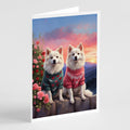 American Eskimo Two Hearts Greeting Cards Pack of 8 Blank Cards with Envelopes Whimsical A7 Size 5x7