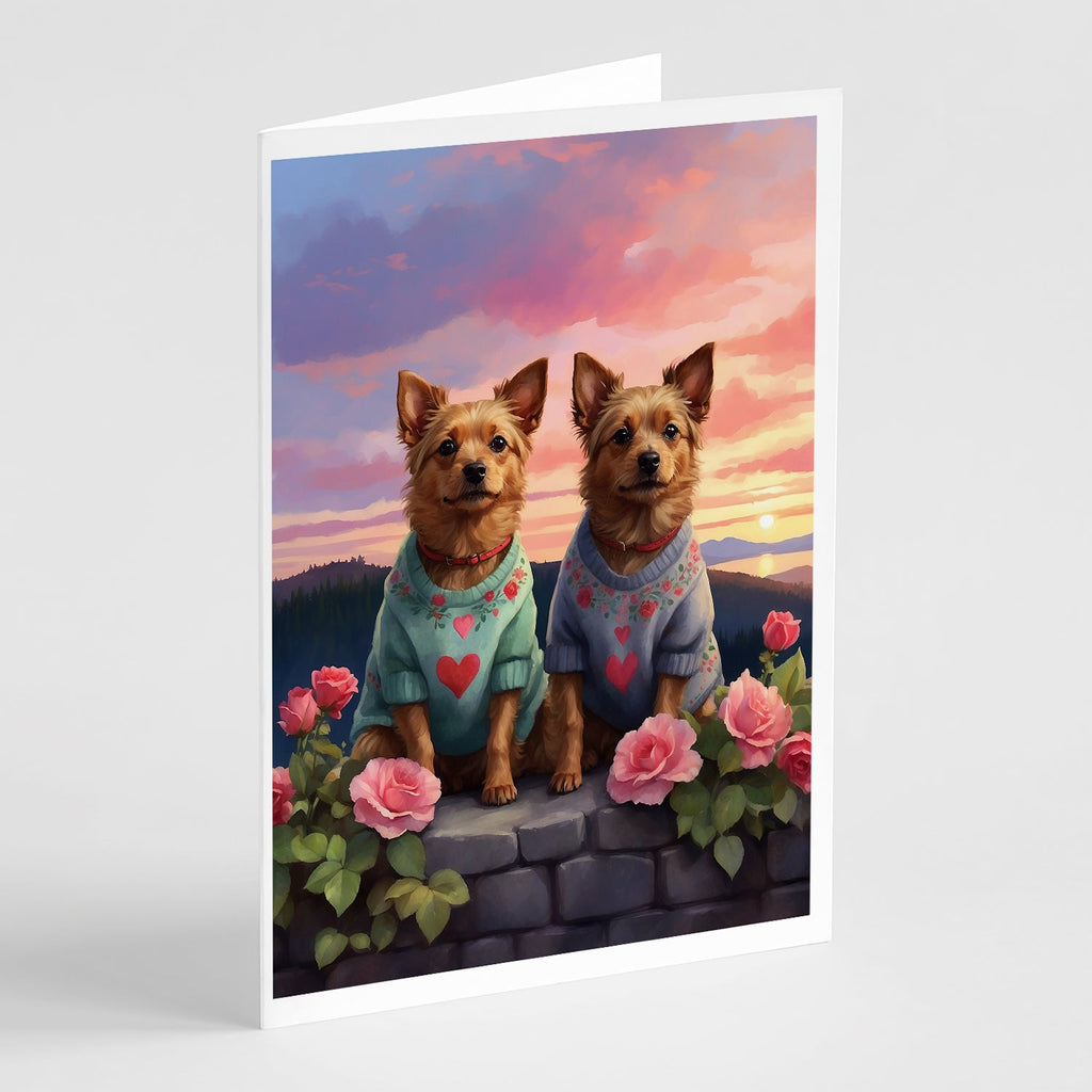 Australian Terrier Two Hearts Greeting Cards Pack of 8 Blank Cards with Envelopes Whimsical A7 Size 5x7
