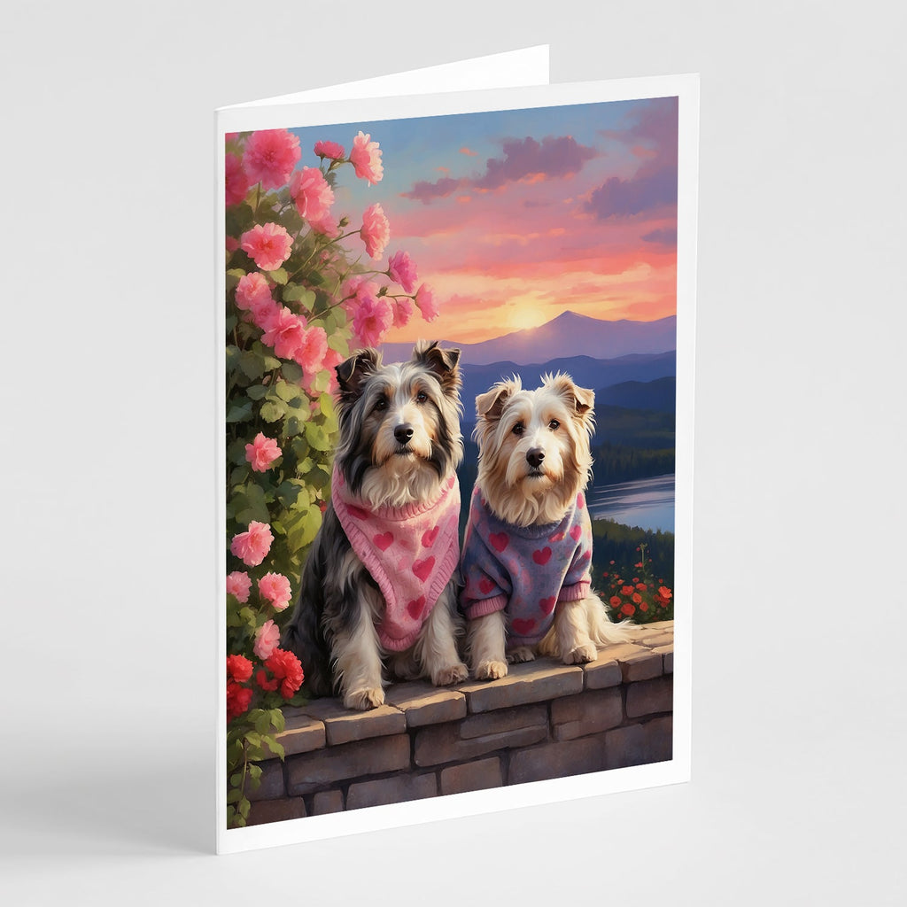 Bearded Collie Two Hearts Greeting Cards Pack of 8 Blank Cards with Envelopes Whimsical A7 Size 5x7
