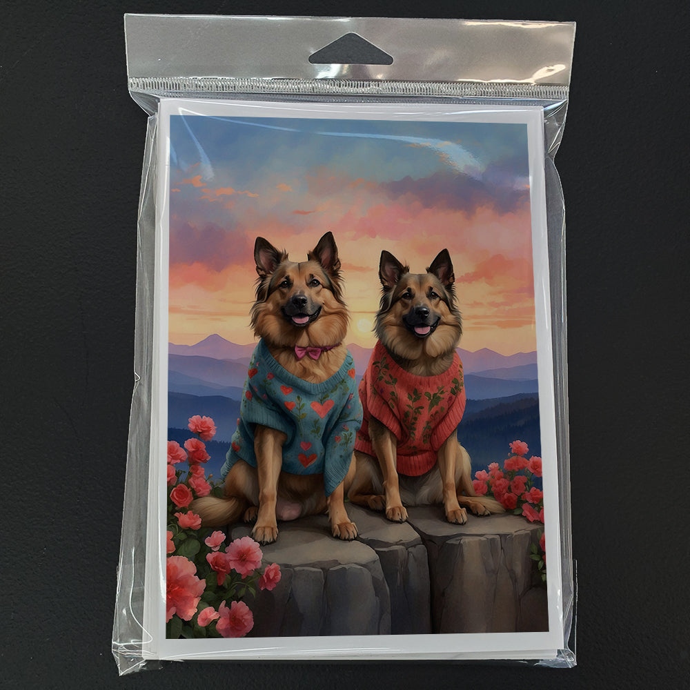 Belgian Tervuren Two Hearts Greeting Cards Pack of 8 Blank Cards with Envelopes Whimsical A7 Size 5x7