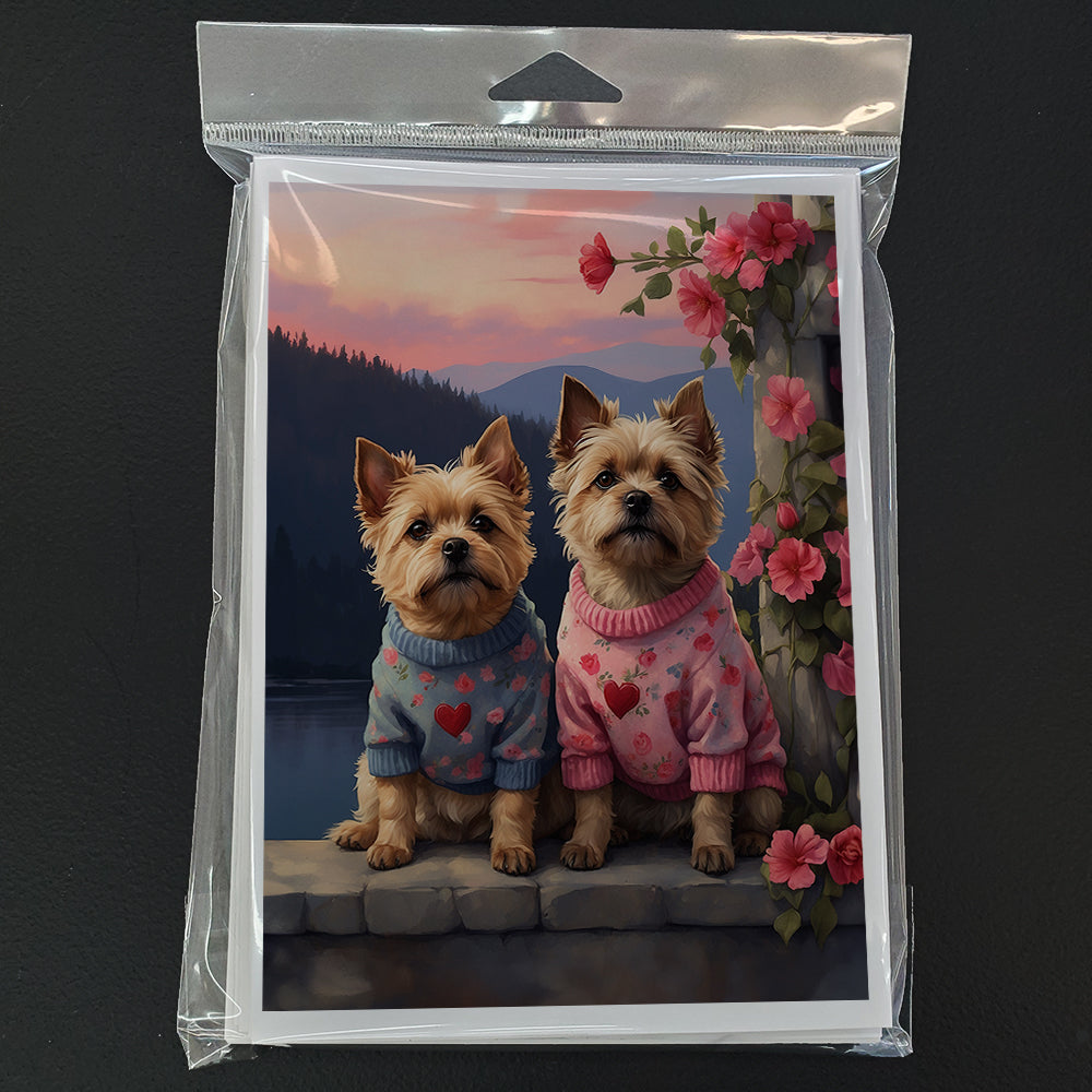 Cairn Terrier Two Hearts Greeting Cards Pack of 8 Blank Cards with Envelopes Whimsical A7 Size 5x7