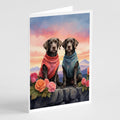 German Wirehaired Pointer Two Hearts Greeting Cards Pack of 8 Blank Cards with Envelopes Whimsical A7 Size 5x7