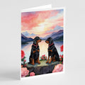 Gordon Setter Two Hearts Greeting Cards Pack of 8 Blank Cards with Envelopes Whimsical A7 Size 5x7