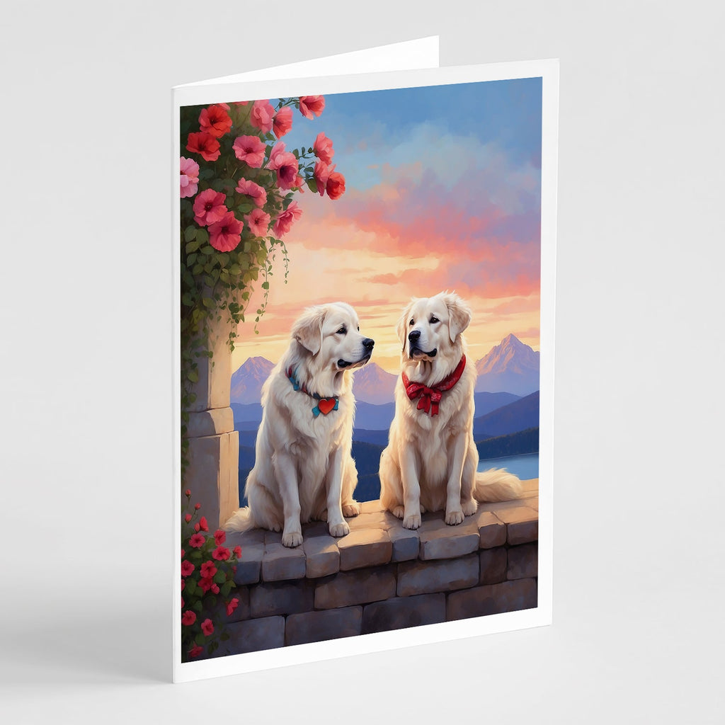 Great Pyrenees Two Hearts Greeting Cards Pack of 8 Blank Cards with Envelopes Whimsical A7 Size 5x7