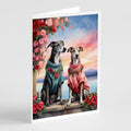 Greyhound Two Hearts Greeting Cards Pack of 8 Blank Cards with Envelopes Whimsical A7 Size 5x7
