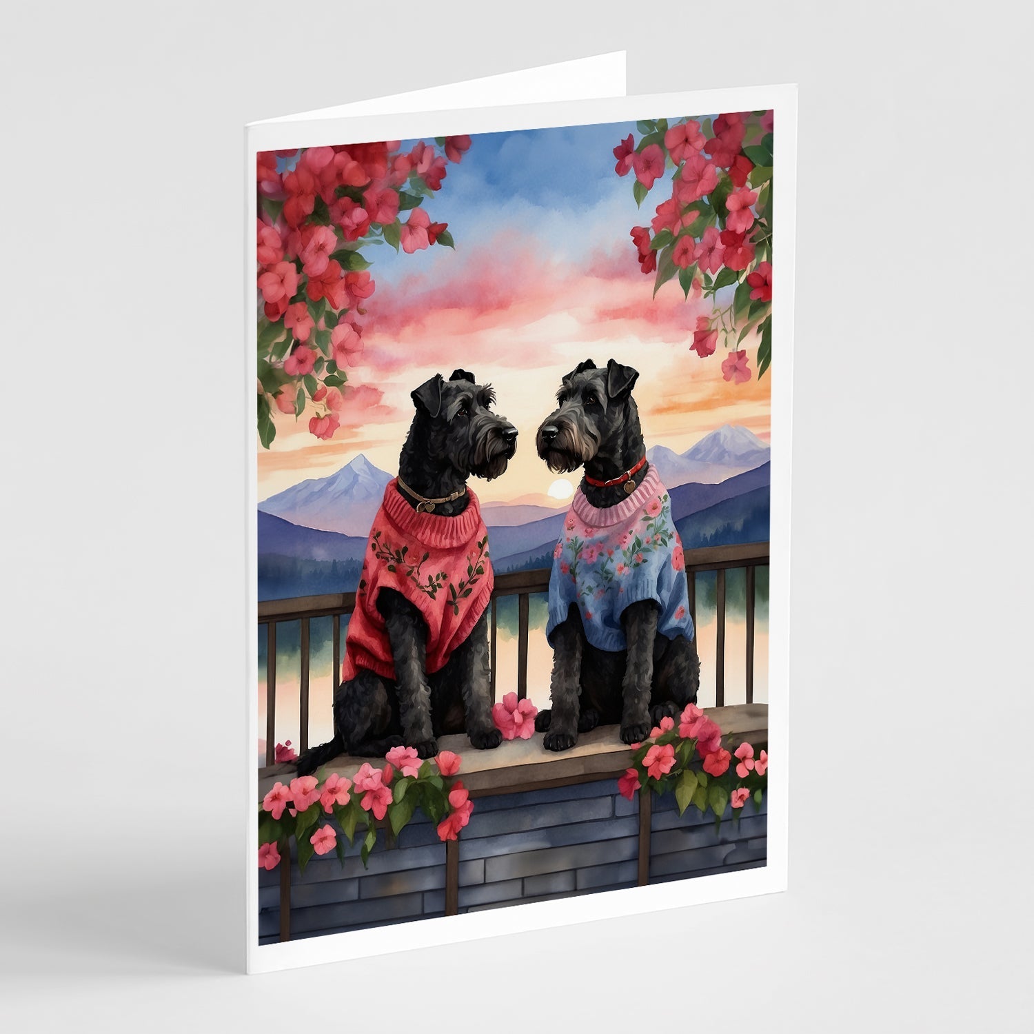 Kerry Blue Terrier Two Hearts Greeting Cards Pack of 8 Blank Cards with Envelopes Whimsical A7 Size 5x7