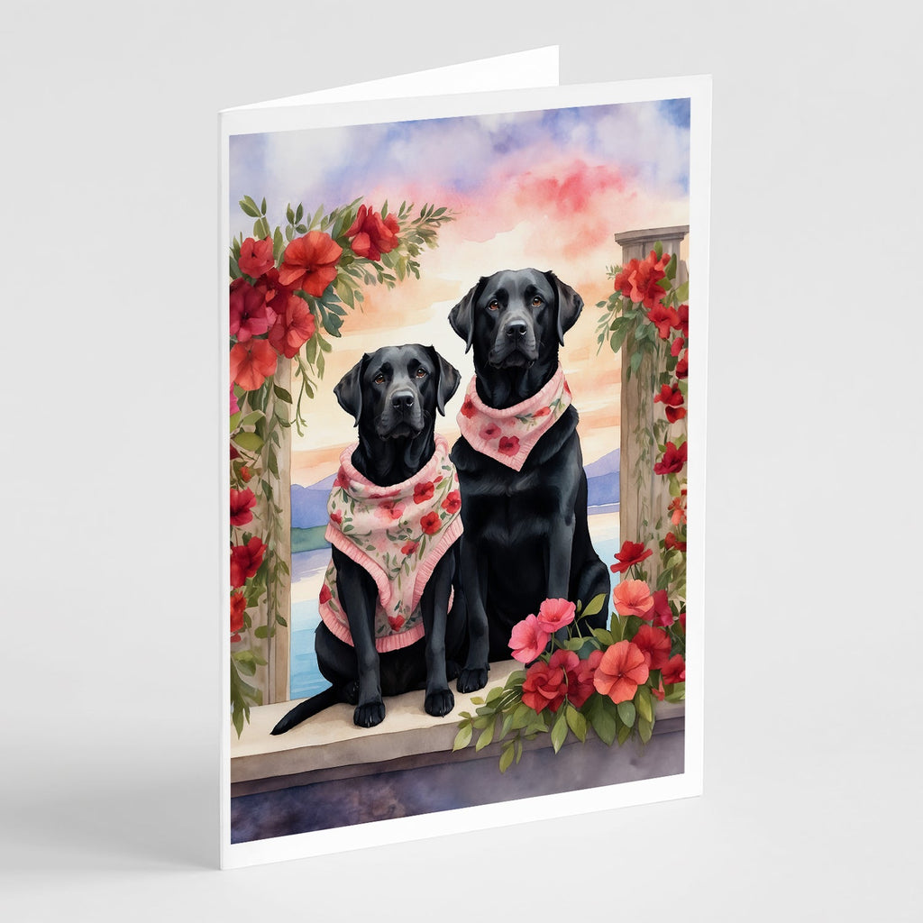 Black Labrador Retriever Two Hearts Greeting Cards Pack of 8 Blank Cards with Envelopes Whimsical A7 Size 5x7