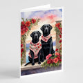 Black Labrador Retriever Two Hearts Greeting Cards Pack of 8 Blank Cards with Envelopes Whimsical A7 Size 5x7