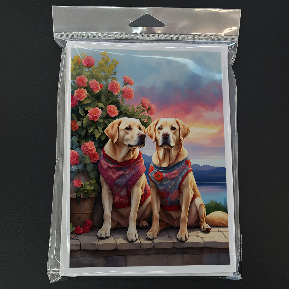 Yellow Labrador Retriever Two Hearts Greeting Cards Pack of 8 Blank Cards with Envelopes Whimsical A7 Size 5x7