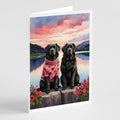 Newfoundland Two Hearts Greeting Cards Pack of 8 Blank Cards with Envelopes Whimsical A7 Size 5x7