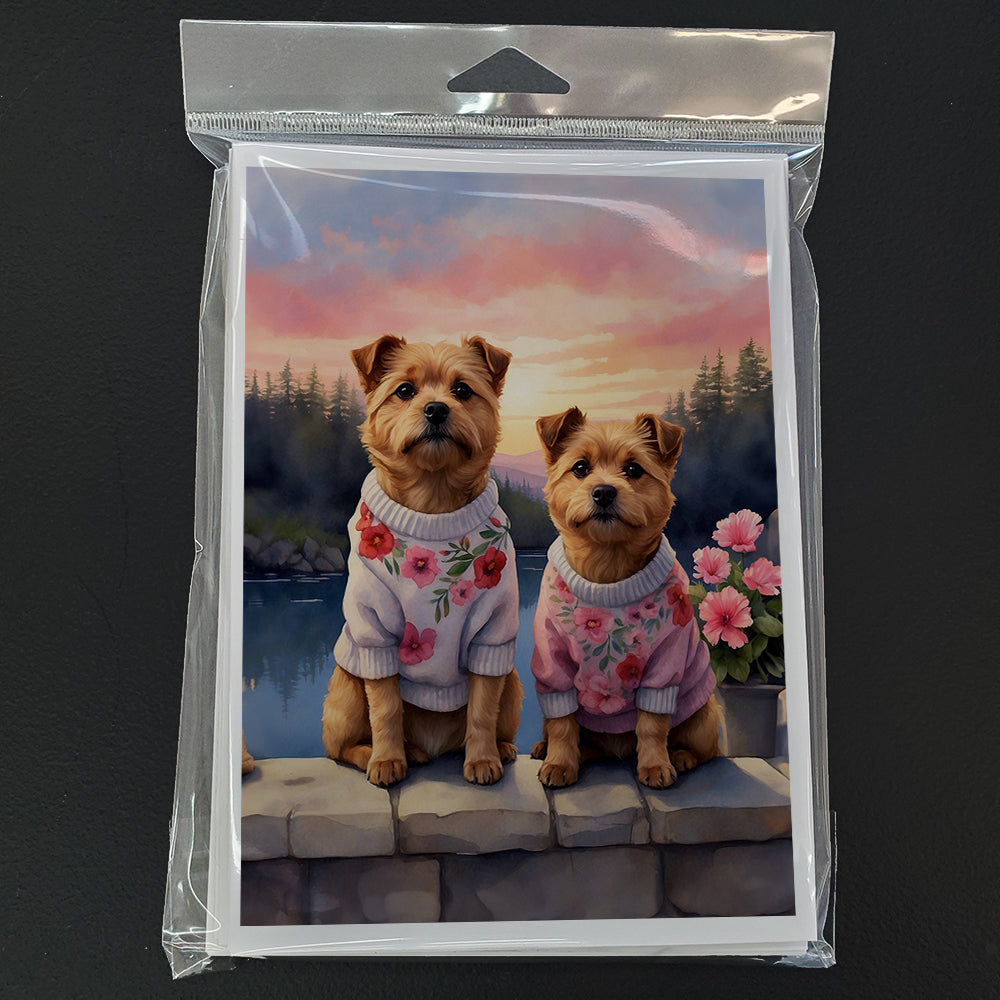 Norfolk Terrier Two Hearts Greeting Cards Pack of 8 Blank Cards with Envelopes Whimsical A7 Size 5x7