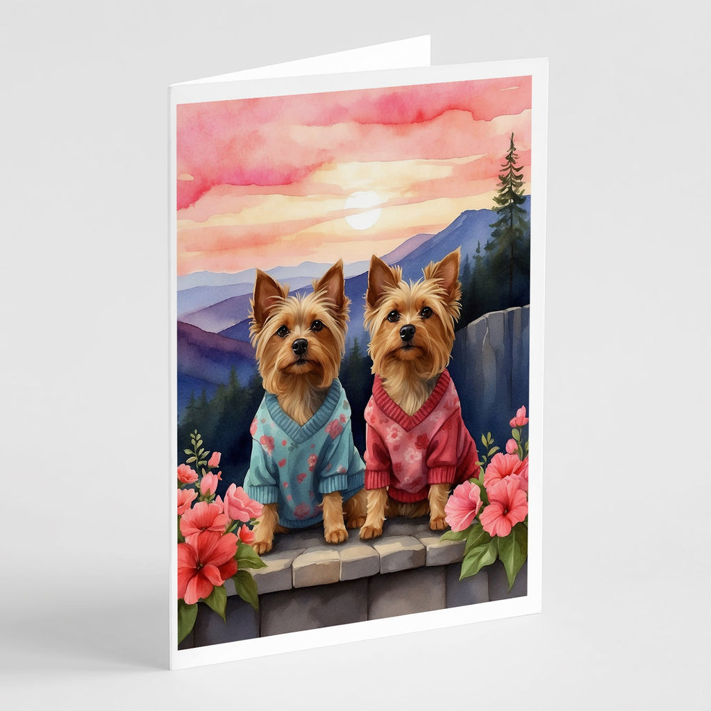 Silky Terrier Two Hearts Greeting Cards Pack of 8 Blank Cards with Envelopes Whimsical A7 Size 5x7