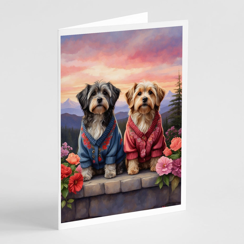 Tibetan Terrier Two Hearts Greeting Cards Pack of 8 Blank Cards with Envelopes Whimsical A7 Size 5x7