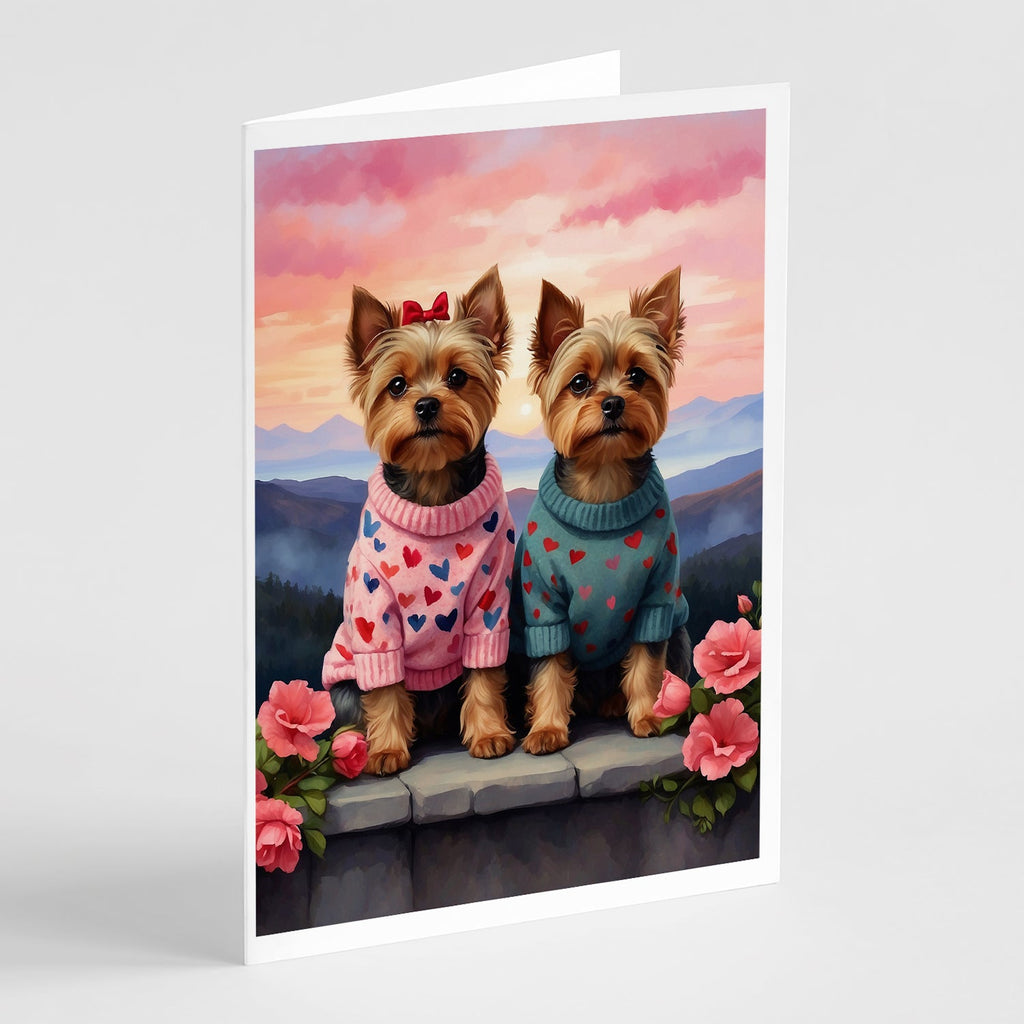 Yorkshire Terrier Two Hearts Greeting Cards Pack of 8 Blank Cards with Envelopes Whimsical A7 Size 5x7