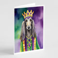 Afghan Hound King of Mardi Gras Greeting Cards Pack of 8 Blank Cards with Envelopes Whimsical A7 Size 5x7