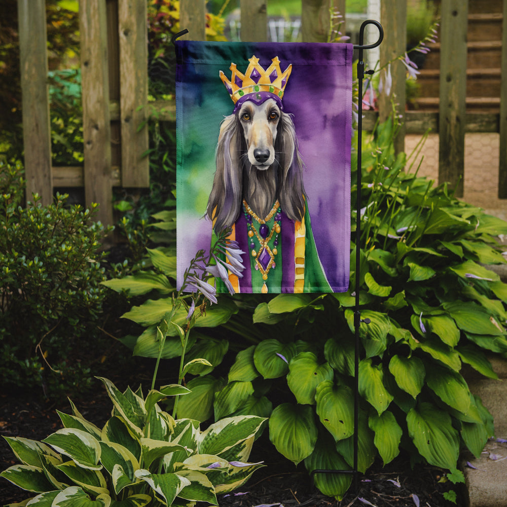 Afghan Hound King of Mardi Gras Garden Flag Mailbox Decorative Yard Banner Outside Patio Artwork for Flower Beds, Garden Size, Multicolor