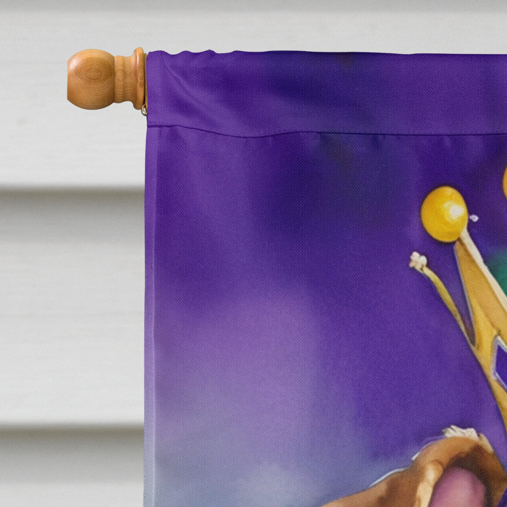 Airedale Terrier King of Mardi Gras House Flag 28x40 Porch Sleeve Pole Decorative Outside Yard Banner Artwork Wall Hanging, Polyester