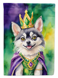 Alaskan Klee Kai King of Mardi Gras Garden Flag Mailbox Decorative Yard Banner Outside Patio Artwork for Flower Beds, Garden Size, Multicolor