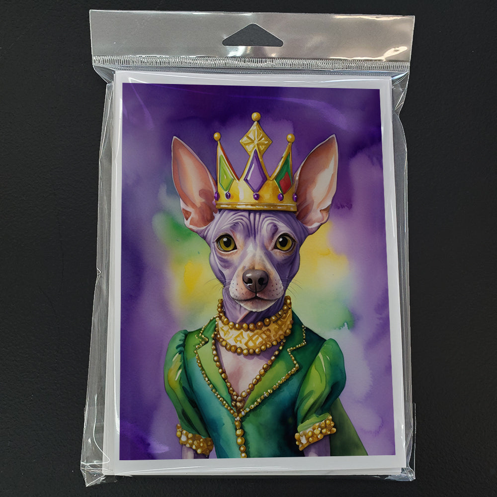 American Hairless Terrier King of Mardi Gras Greeting Cards Pack of 8 Blank Cards with Envelopes Whimsical A7 Size 5x7