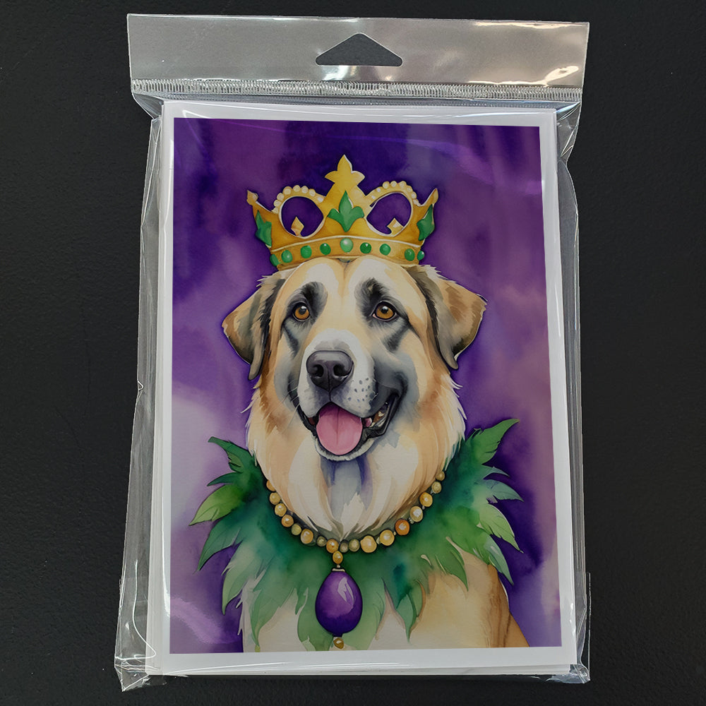 Anatolian Shepherd Dog King of Mardi Gras Greeting Cards Pack of 8 Blank Cards with Envelopes Whimsical A7 Size 5x7