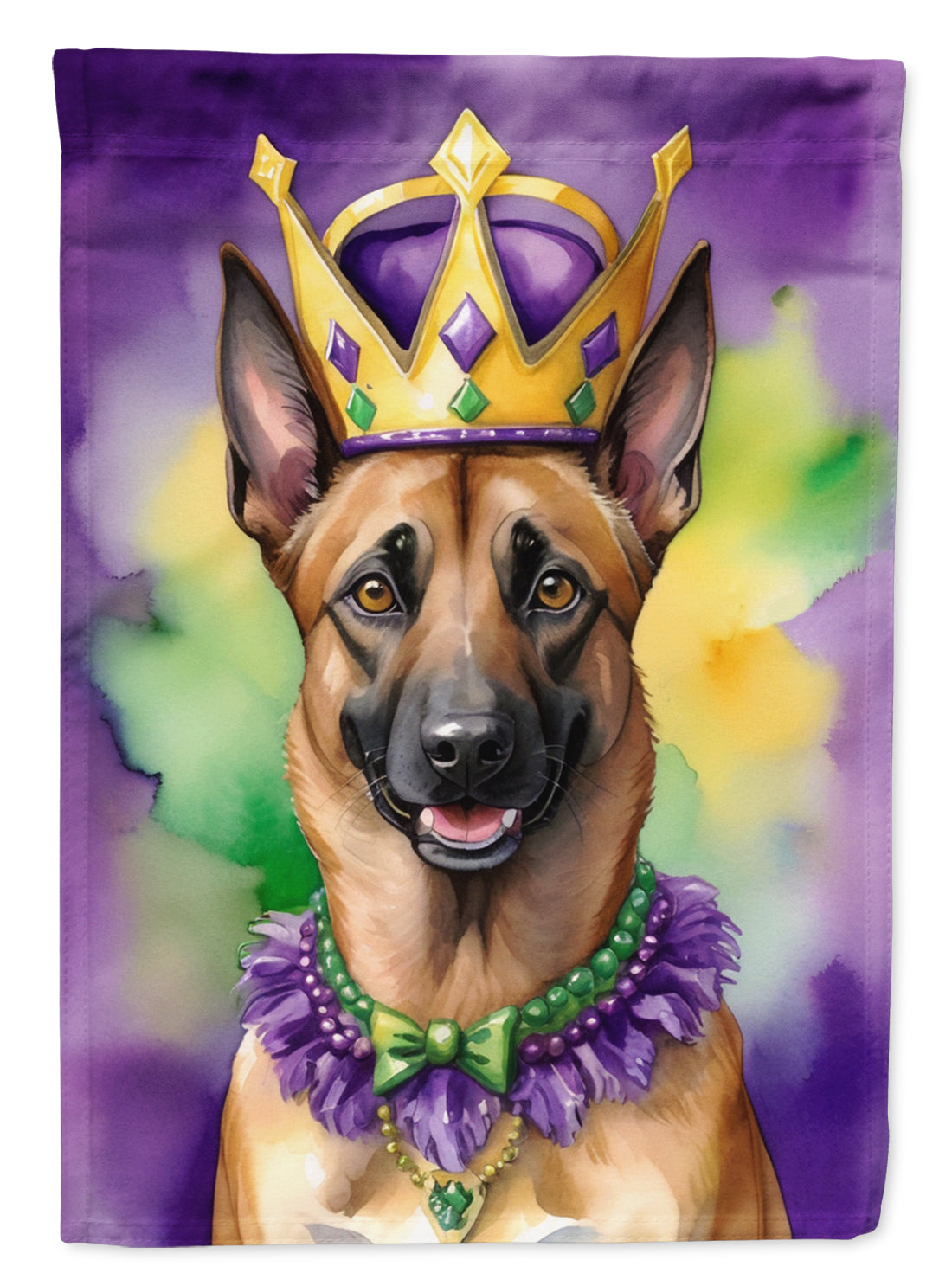 Belgian Malinois King of Mardi Gras Garden Flag Mailbox Decorative Yard Banner Outside Patio Artwork for Flower Beds, Garden Size, Multicolor