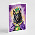 Belgian Sheepdog King of Mardi Gras Greeting Cards Pack of 8 Blank Cards with Envelopes Whimsical A7 Size 5x7
