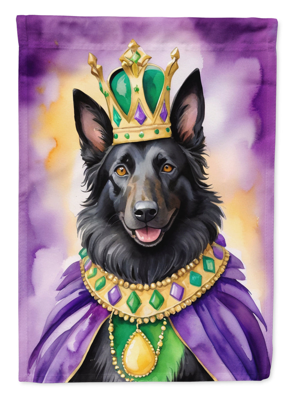 Belgian Sheepdog King of Mardi Gras Garden Flag Mailbox Decorative Yard Banner Outside Patio Artwork for Flower Beds, Garden Size, Multicolor