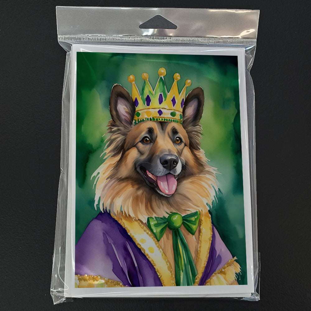 Belgian Tervuren King of Mardi Gras Greeting Cards Pack of 8 Blank Cards with Envelopes Whimsical A7 Size 5x7