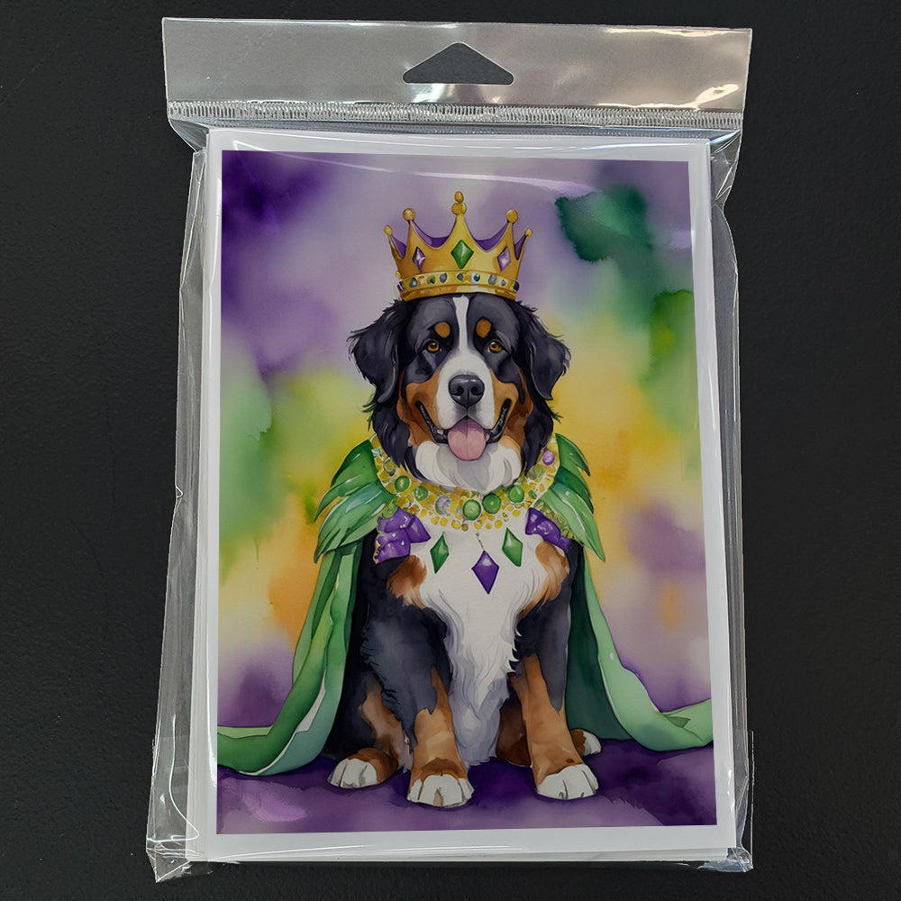 Bernese Mountain Dog King of Mardi Gras Greeting Cards Pack of 8 Blank Cards with Envelopes Whimsical A7 Size 5x7