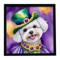Bichon Frise King of Mardi Gras Framed Metal Print Bathroom, Kitchen, Office, Home Decor Wall Art Ready to Hang, Square, 8X8