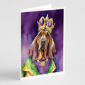 Bloodhound King of Mardi Gras Greeting Cards Pack of 8 Blank Cards with Envelopes Whimsical A7 Size 5x7