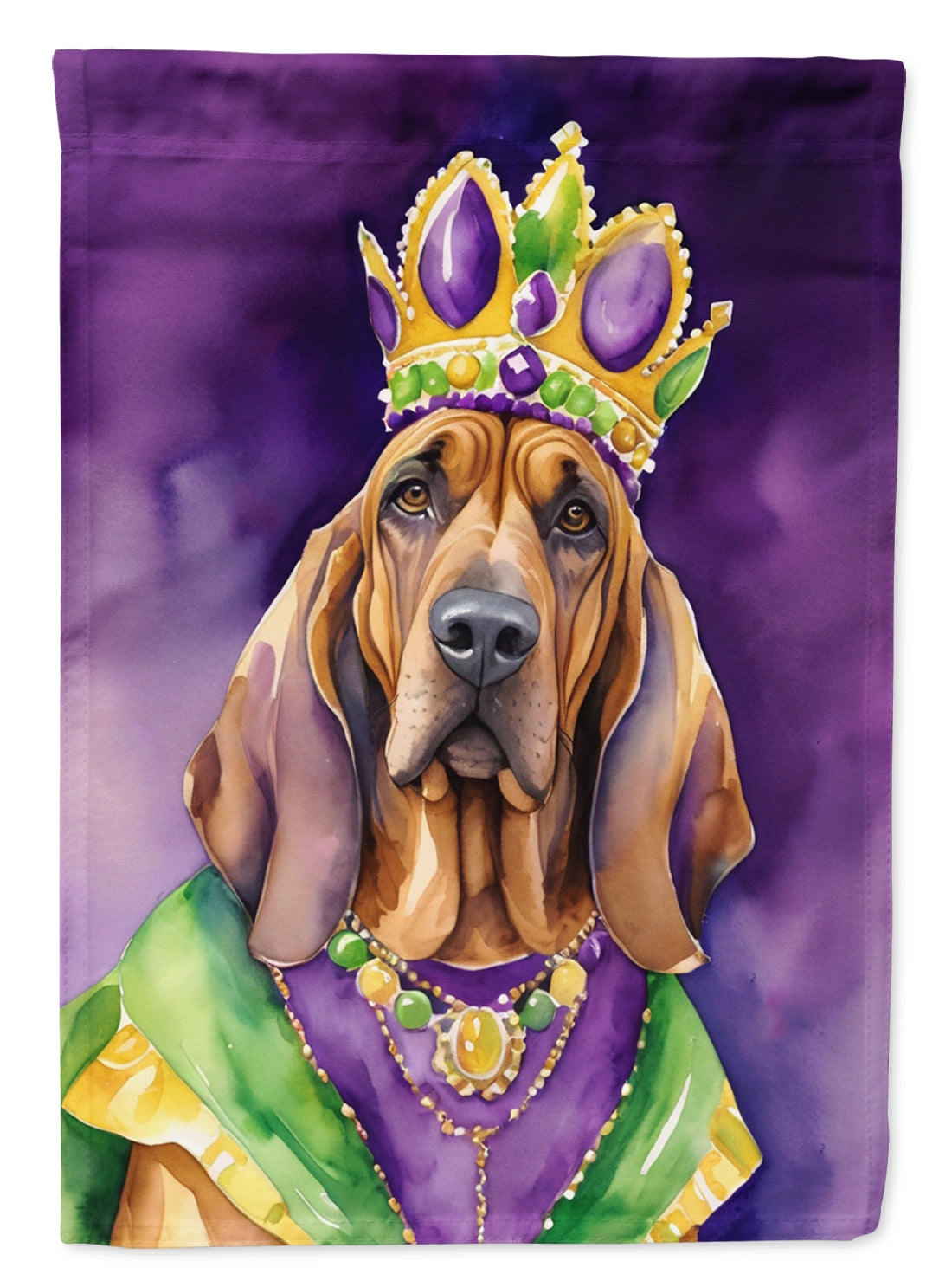 Bloodhound King of Mardi Gras Garden Flag Mailbox Decorative Yard Banner Outside Patio Artwork for Flower Beds, Garden Size, Multicolor