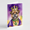 Border Terrier King of Mardi Gras Greeting Cards Pack of 8 Blank Cards with Envelopes Whimsical A7 Size 5x7