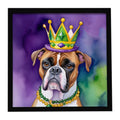 Boxer King of Mardi Gras Framed Metal Print Bathroom, Kitchen, Office, Home Decor Wall Art Ready to Hang, Square, 8X8