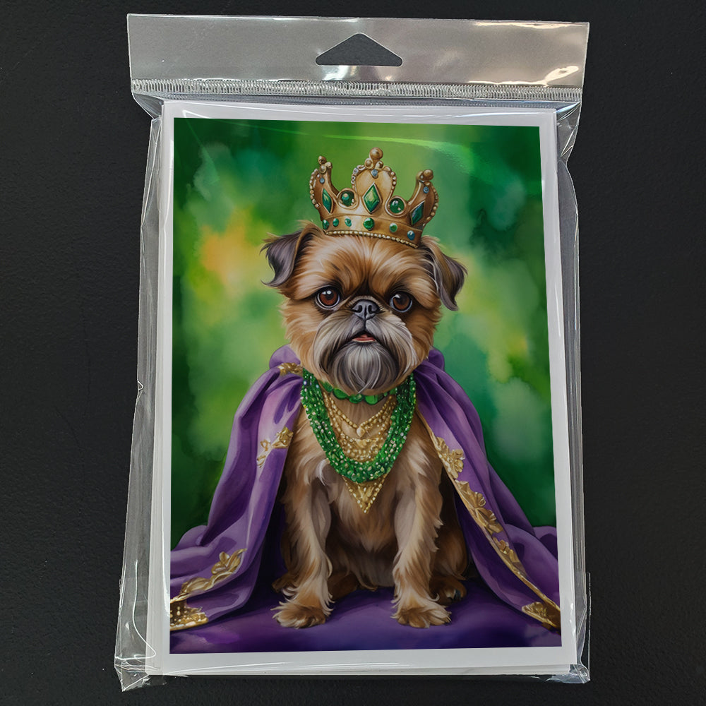 Brussels Griffon King of Mardi Gras Greeting Cards Pack of 8 Blank Cards with Envelopes Whimsical A7 Size 5x7