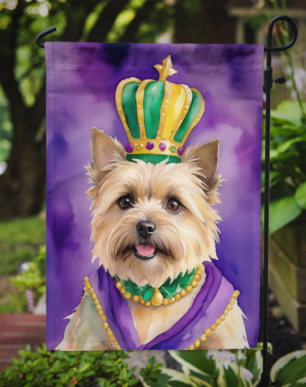 Cairn Terrier King of Mardi Gras Garden Flag Mailbox Decorative Yard Banner Outside Patio Artwork for Flower Beds, Garden Size, Multicolor