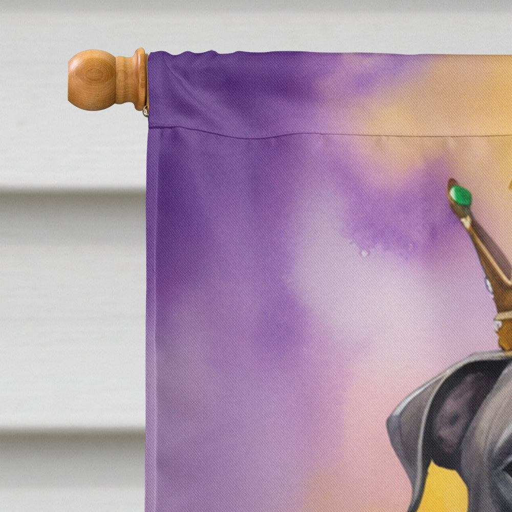 Cane Corso King of Mardi Gras House Flag 28x40 Porch Sleeve Pole Decorative Outside Yard Banner Artwork Wall Hanging, Polyester