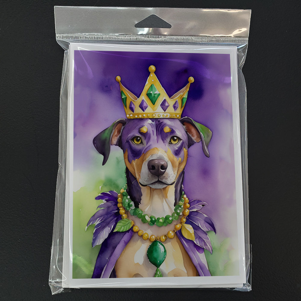 Catahoula King of Mardi Gras Greeting Cards Pack of 8 Blank Cards with Envelopes Whimsical A7 Size 5x7