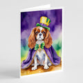 Cavalier Spaniel King of Mardi Gras Greeting Cards Pack of 8 Blank Cards with Envelopes Whimsical A7 Size 5x7
