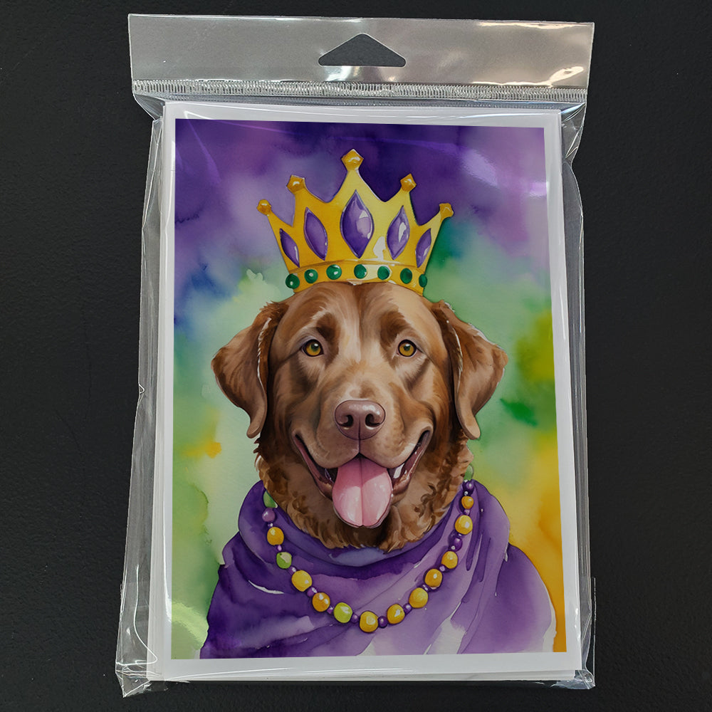 Chesapeake Bay Retriever King of Mardi Gras Greeting Cards Pack of 8 Blank Cards with Envelopes Whimsical A7 Size 5x7