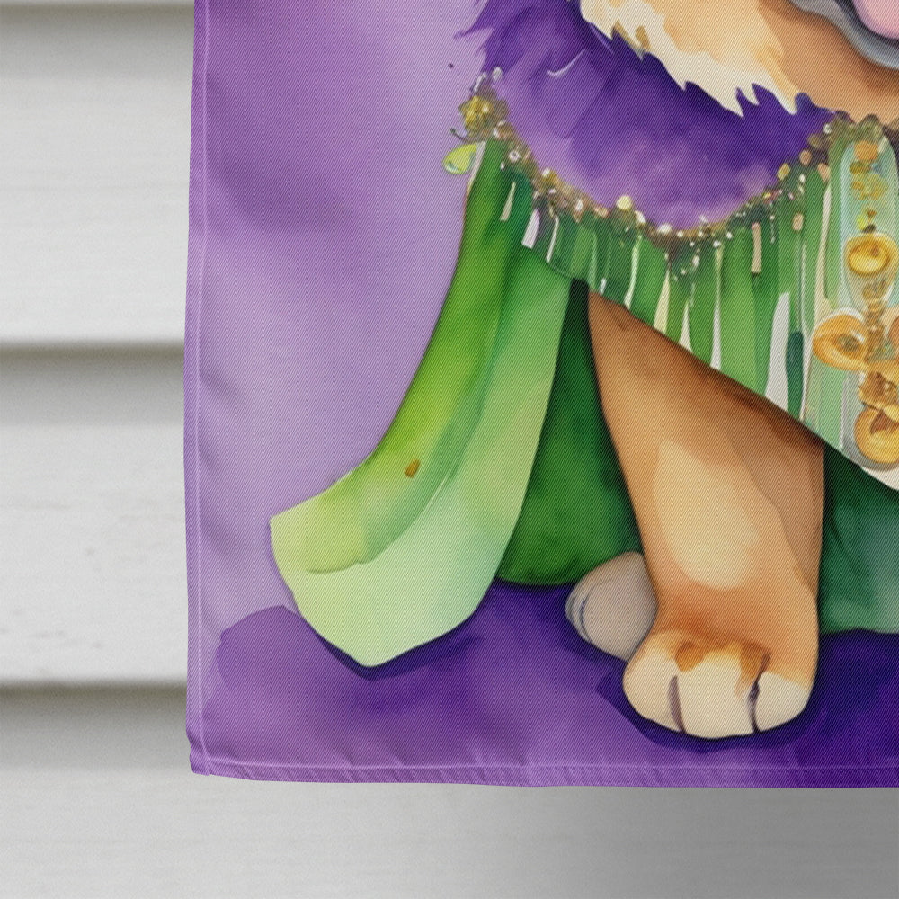 Chow Chow King of Mardi Gras House Flag 28x40 Porch Sleeve Pole Decorative Outside Yard Banner Artwork Wall Hanging, Polyester