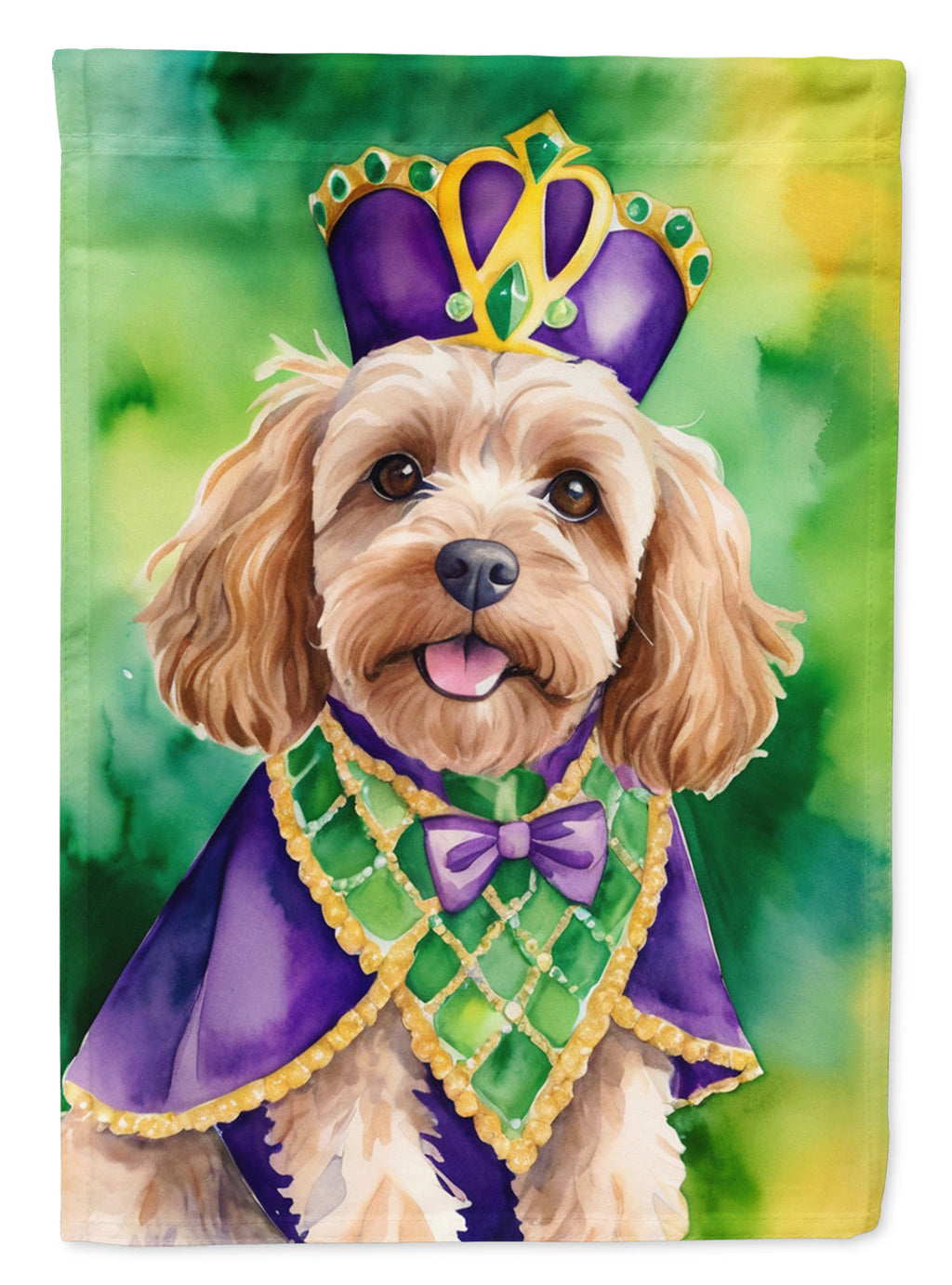 Cockapoo King of Mardi Gras Garden Flag Mailbox Decorative Yard Banner Outside Patio Artwork for Flower Beds, Garden Size, Multicolor